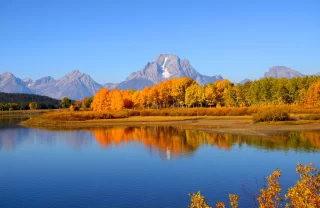 Scenic landscape of Grand tetons national park from Oxbow bend