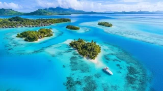 Areal view Bora Bora, Polinesia francese.