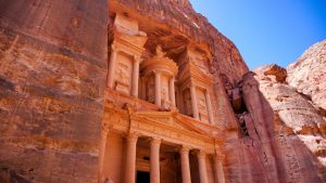 A first part of Petra complex in Jordans desert.