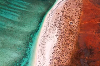 Aerial view of Cape Range National park and the Ningaloo Marine Park