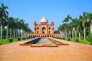 Tomba di Safdarjung a Nuova Delhi, India. E 'stato costruito nel 1754 in stile tardo Mughal Impero.