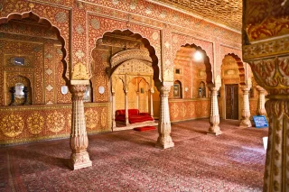 Maharajah room inside a old palace, India.