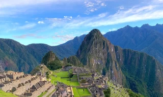 Peru Machu Picchu ancient Inca city in Andes mountains.