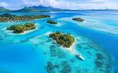 Areal view Bora Bora, Polinesia francese.