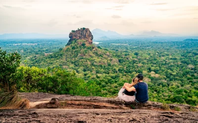 oman and man, summer travel. People on vacation in Sri Lanka.