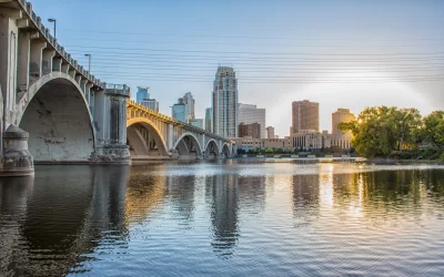 Downtown Minneapolis MN, overlooking Mississippi River