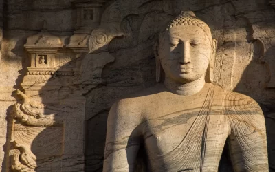 Ancient City of Polonnaruwa, seated Buddha in meditation at Gal Vihara Rock Temple (Gal Viharaya), UNESCO World Heritage Site, Sri Lanka