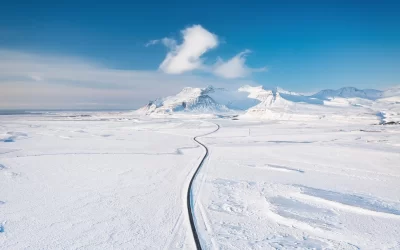 Iceland. Aerial view of the road.