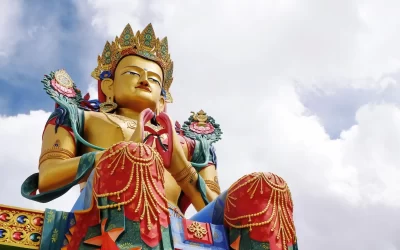 Maitreya Buddha, the big buddha high 33 metre near the Diskit monastery in Nubra Valley, Ladakh India.