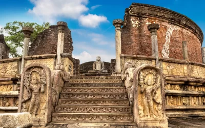 Ruins of Vatadage in Polonnaruwa Archaeological Museum, Sri Lanka