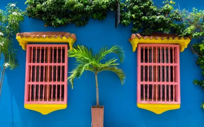 house in the streets of Cartagena de Indias, Colombia