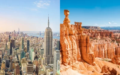 new york areal view and bryce canyon